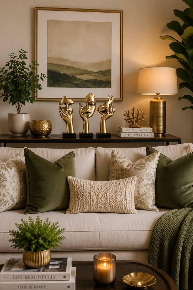 Elegant interior featuring decorative metal vases and considered home décor